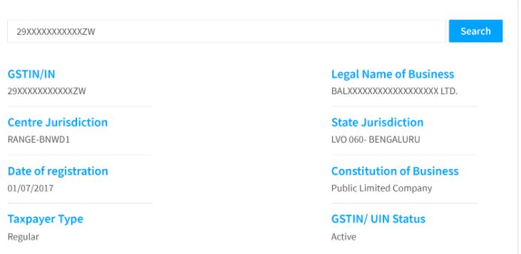 GST no search
