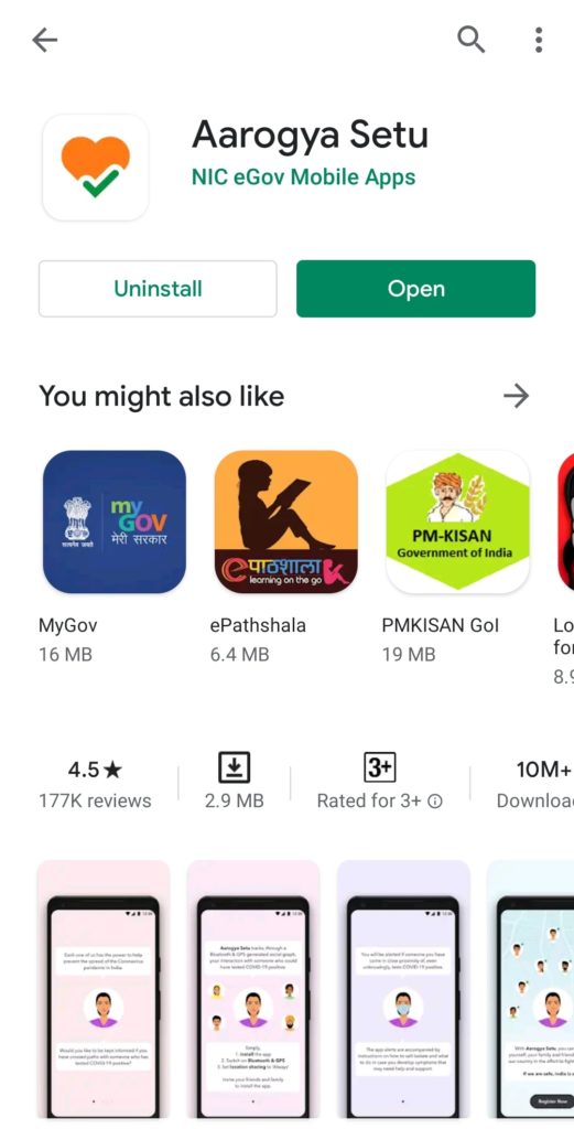 Aarogya Setu Mobile App Step (4) Play Store Download Steps