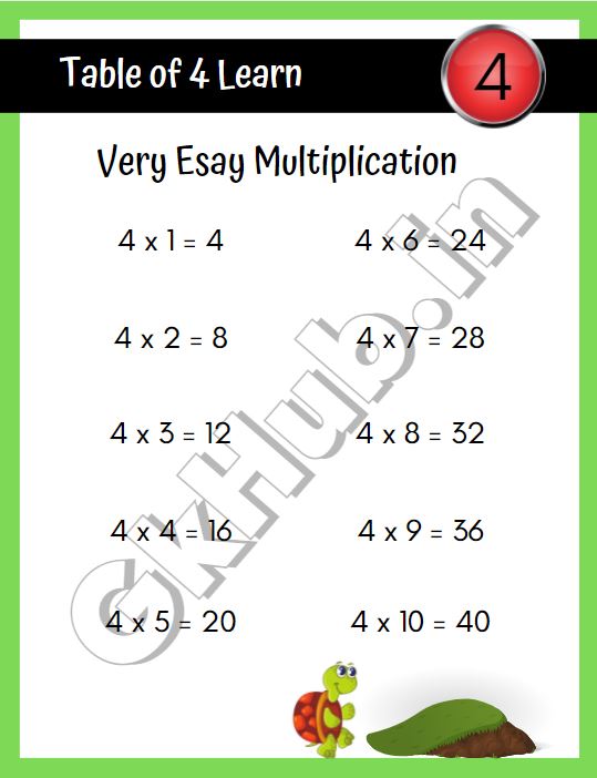 4 Table in Hindi 4 Table in Hindi