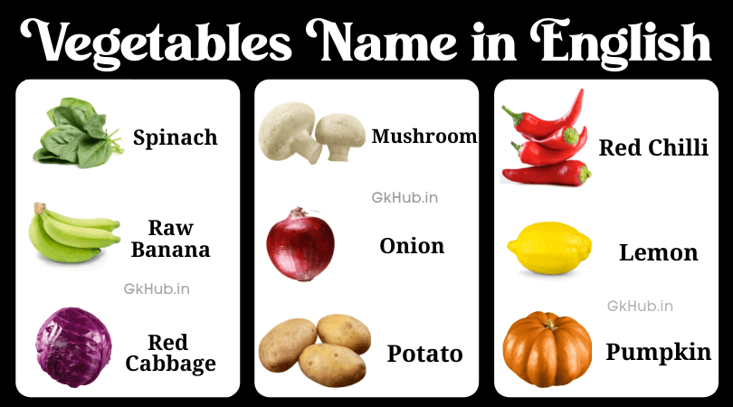 vegetables name in english