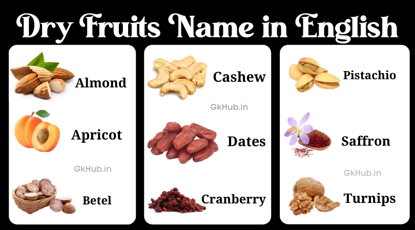 dry fruits names