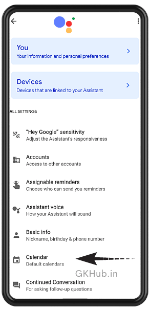 google assistant calendar settings