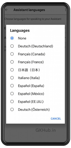 google assistant language setting