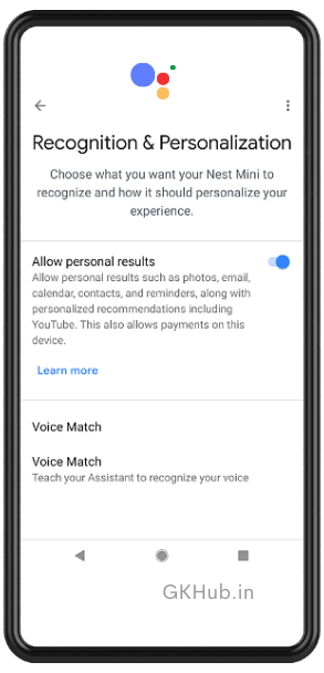 google assistant personal results