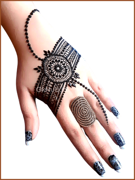 Royal back hand mehndi design