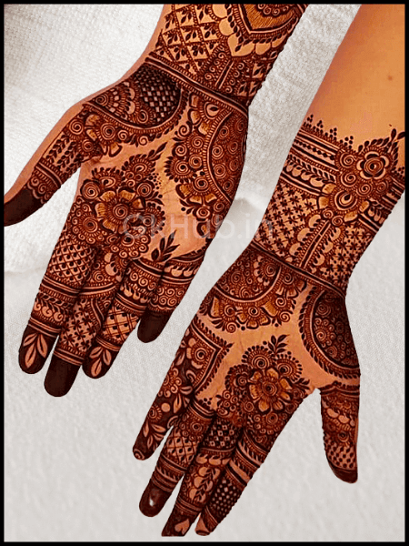 back full hand bridal mehndi design