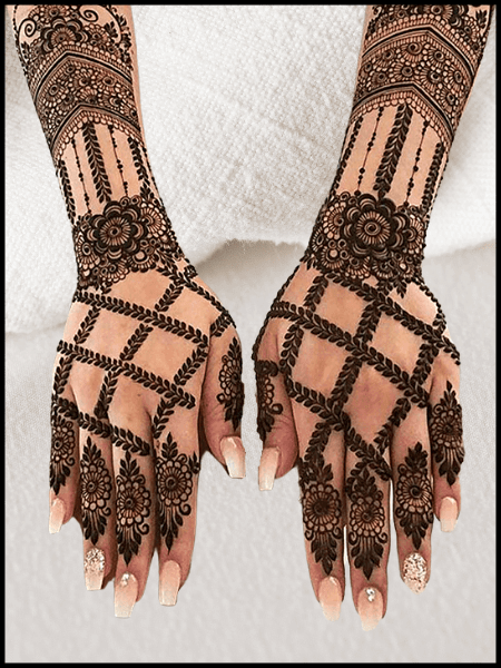 back full hand bridal mehndi design
