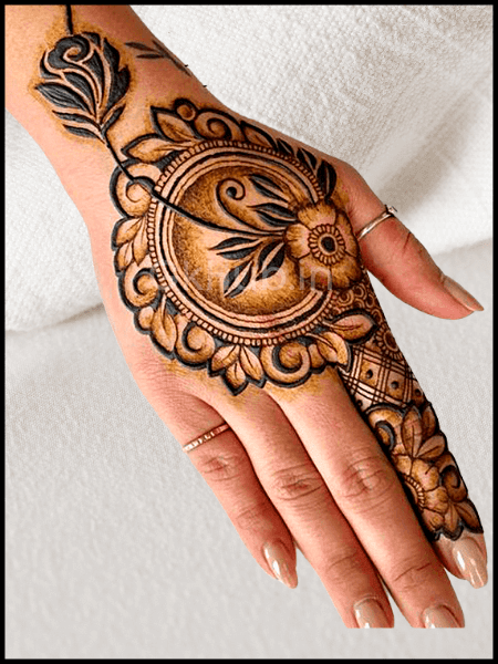 back side modern full hand mehndi design