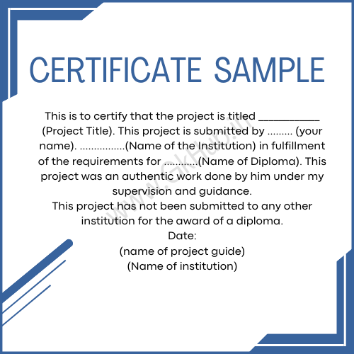 project certificate format