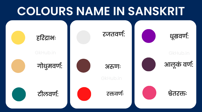 Colours Name in Sanskrit and Hindi