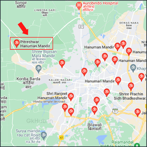 Pitreshwar Hanuman Mandir Indore Location