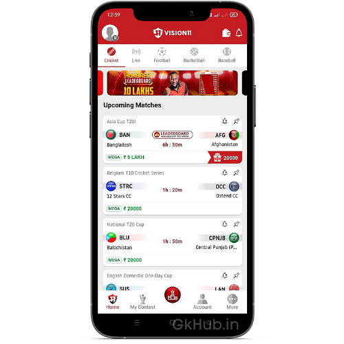 creating a team on the Vision 11 app