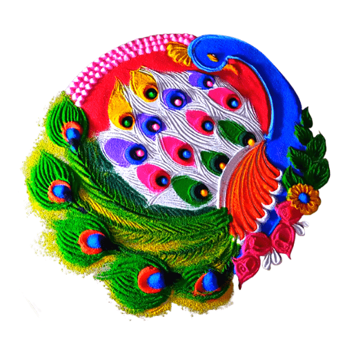 peacock flower rangoli design