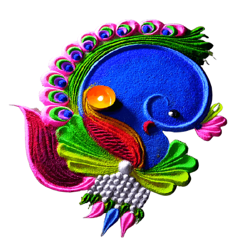 peacock rangoli design for diwali
