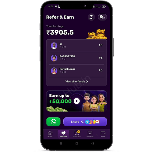 How to earn money from Refer And Earn in Rush App